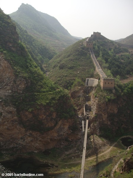 Narrow footbridge near the Simatai section of the Great Wall of China