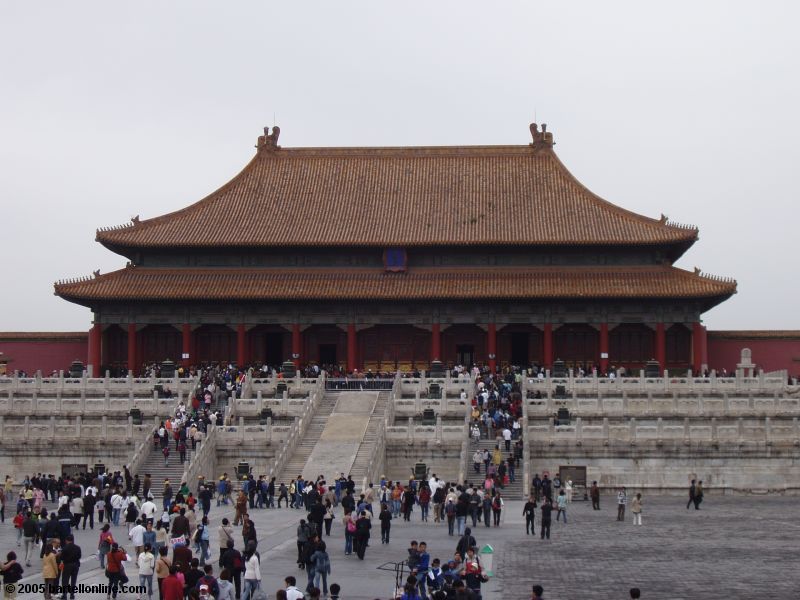 One of the many buildings inside the Forbidden City in Beijing, China