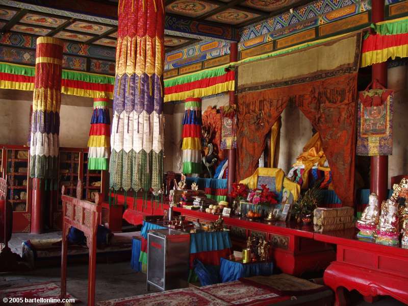 Prayer room inside Dazhao Temple in Hohhot, Inner Mongolia, China