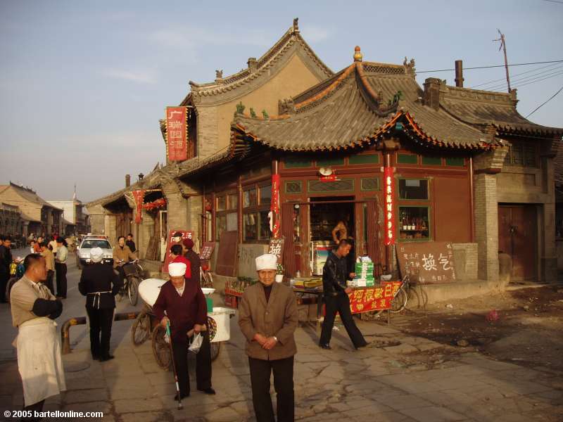 Street scene in an old section of Hohhot, Inner Mongolia, China