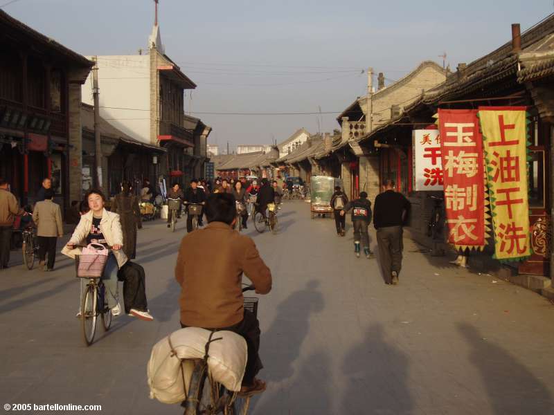 Street scene in an old section of Hohhot, Inner Mongolia, China