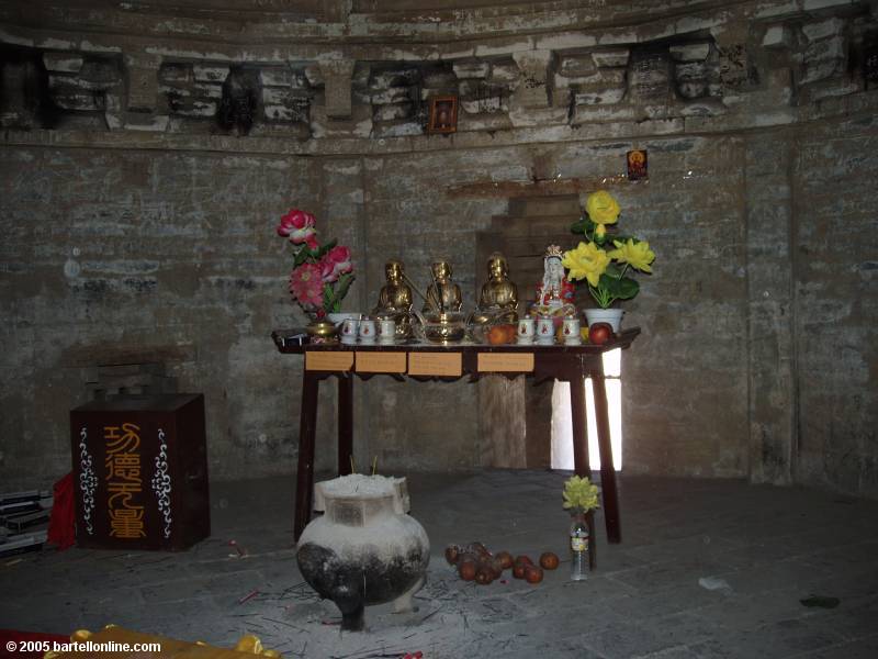 Small shrine inside the White Pagoda near Hohhot, Inner Mongolia, China