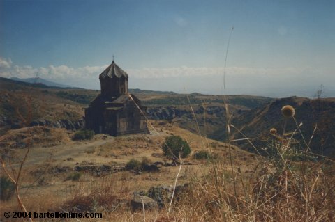 Church near the ruins of Amberd fortress in the Aragatsotn region of Armenia
