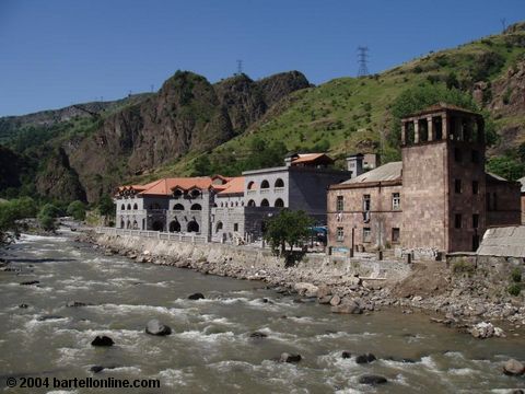 The Dzoraget hotel and Debed river in the Lori region of Armenia
