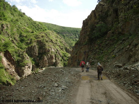 Hikers in a gorge near Jermuk, Armenia
