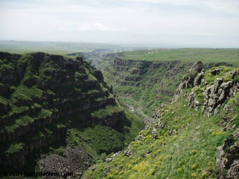 View of Kasagh river gorge from Saghmosavank monastery in Artashavan, Armenia
