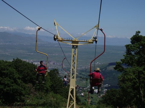 Summer riders on the ski lift in Tsaghkadzor, Armenia
