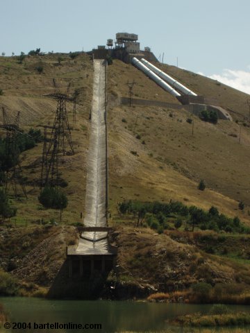 The world-famous pipes in Hrazdan, Armenia and spillway
