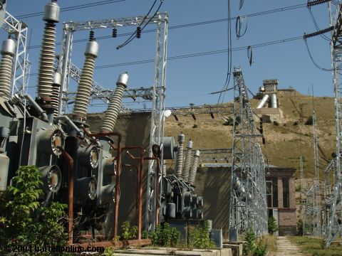 The world-famous pipes in Hrazdan, Armenia from the power station
