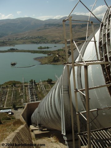 Closeup of he world-famous pipes in Hrazdan, Armenia
