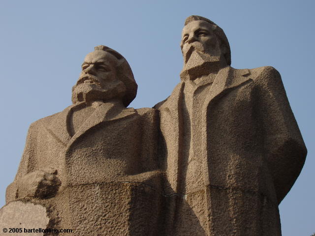 Statue of Marx and Engels in Fuxing Park in Shanghai, China