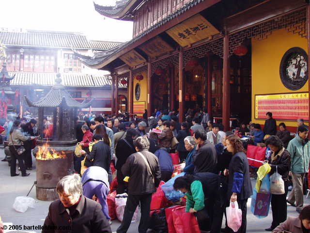 Crowds at the Jade Buddha Temple in Shanghai, China