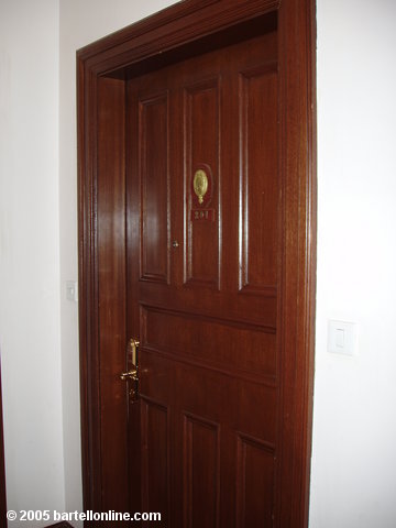 Door to room 304 of the Pujiang Hotel in Shanghai, China, where Albert Einstein stayed