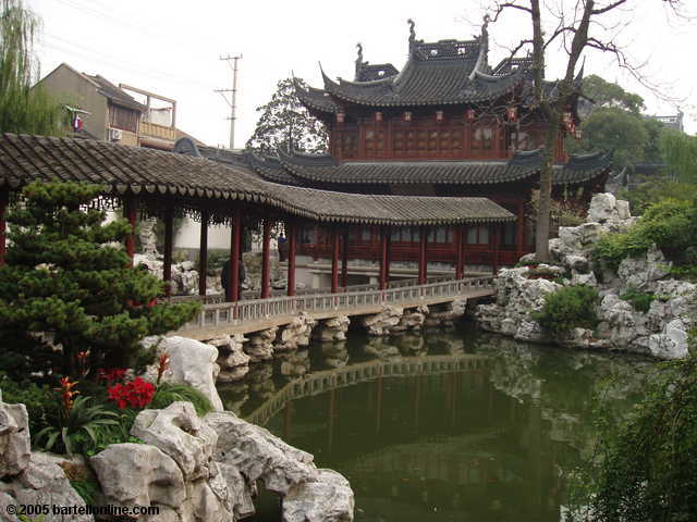 View from a balcony inside Yuyuan Garden in Shanghai, China