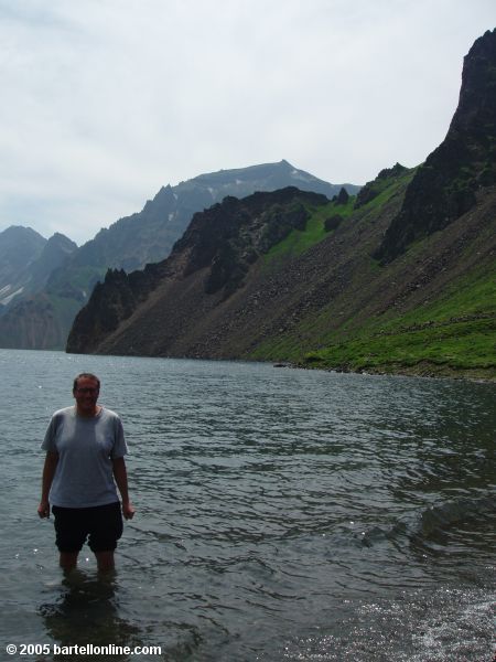 Author standing in Tianchi Lake in the Changbaishan Nature Preserve in Jilin, China