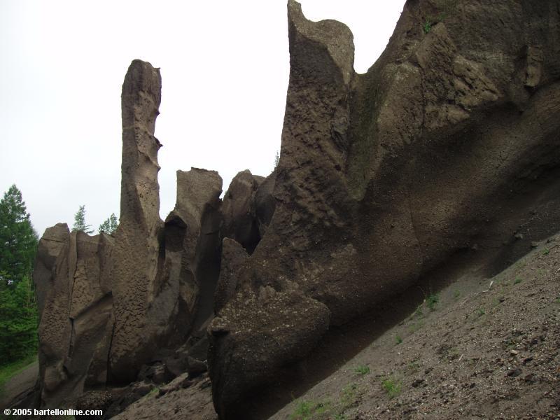 Unusual rock formations in Fushilin Gorges outside the Changbaishan Nature Preserve in Jilin, China