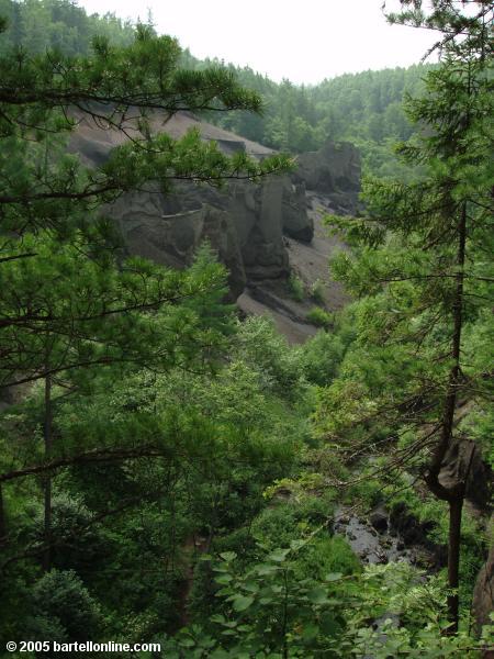 View of a gorge in Fushilin Gorges outside the Changbaishan Nature Preserve in Jilin, China