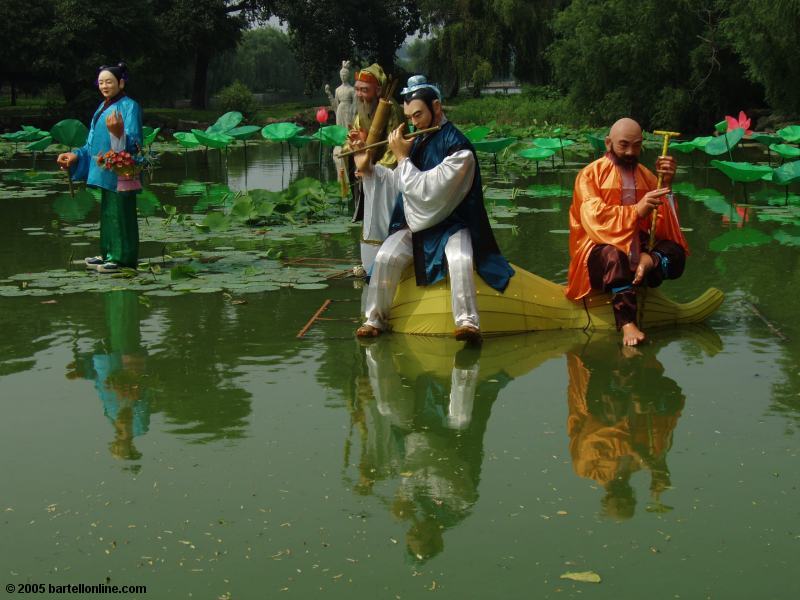 Figures of musicians in a pond in Beiling Park, Shenyang, Liaoning, China