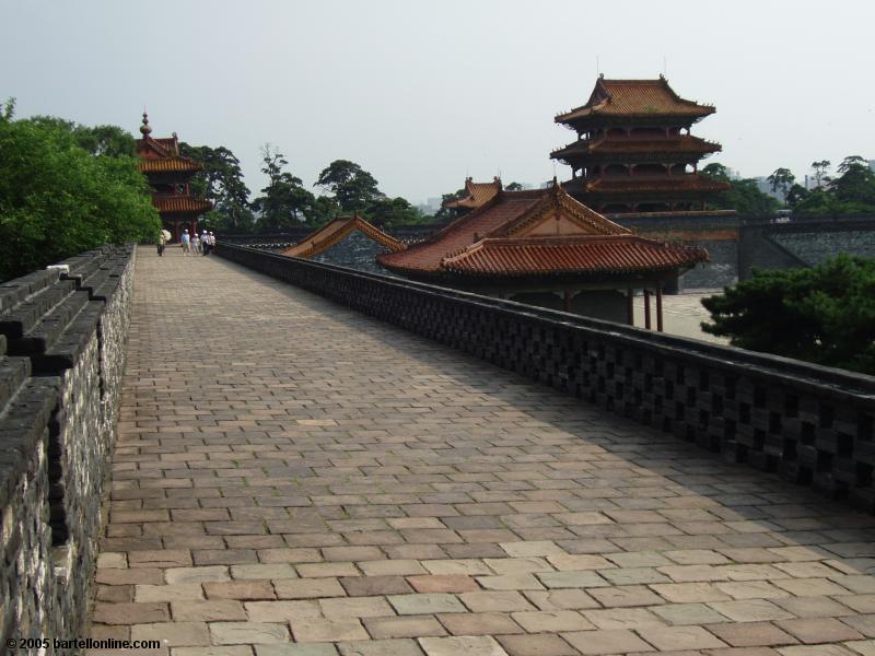 View atop the wall surrounding Zhaoling Tomb in Beiling Park, Shenyang, Liaoning, China