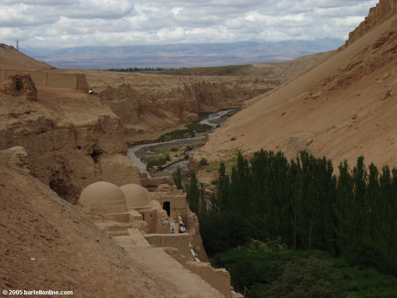 River valley below Bezeklik Grottos in Xinjiang province, China