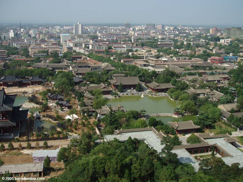 View of Huaqing hot springs from the cable car up Mt. Lishan near Xi'an, Shaanxi, China