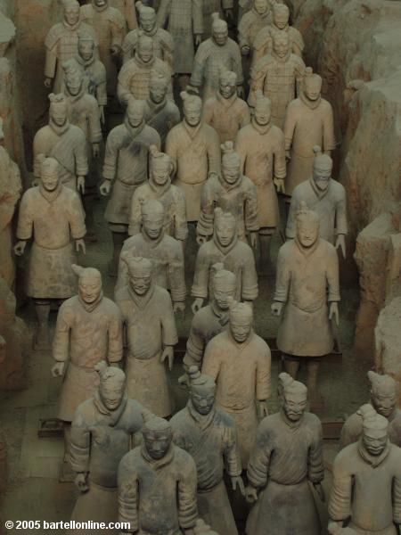 Ceramic warrior figures at the Terracotta Warriors site near Xi'an, Shaanxi, China