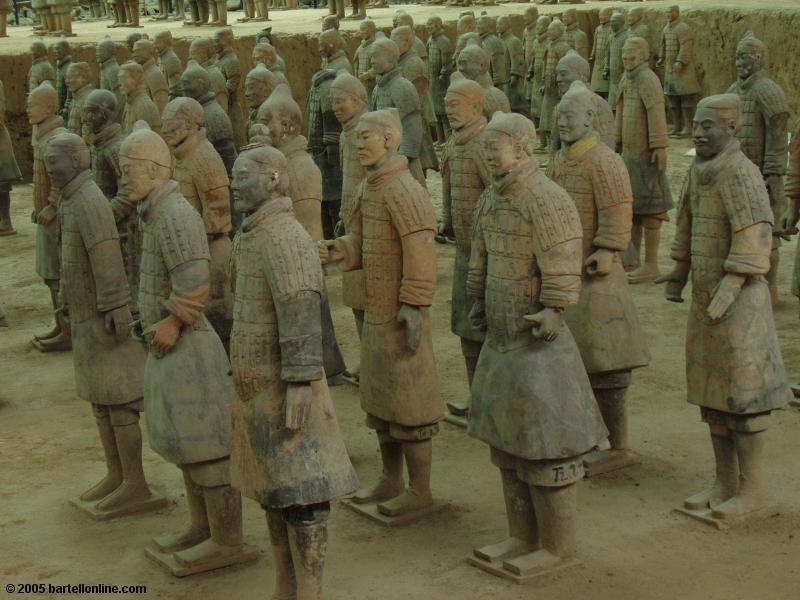 Ceramic warrior figures at the Terracotta Warriors site near Xi'an, Shaanxi, China