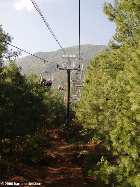 Cable car into the Cangshan mountains from Dali, Yunnan, China