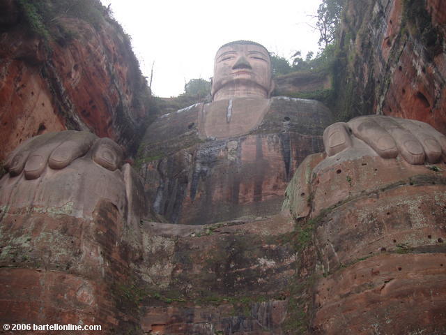 View upwards from between the feet of the Giant Buddha in Leshan, Sichuan, China