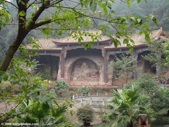 Garden and Buddha sculptures in the Giant Buddha scenic area in Leshan, Sichuan, China