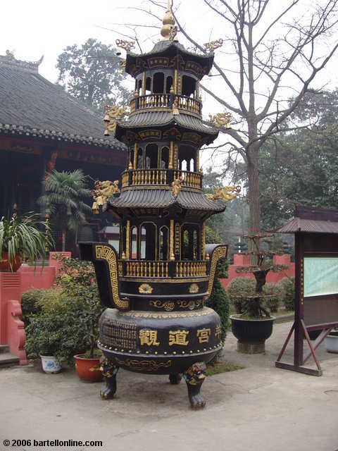 Large incense burner at Qingyang Temple in Chengdu, Sichuan, China