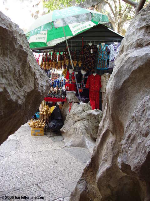 A souvenir stand waits around the bend in the Stone Forest near Kunming, Yunnan, China