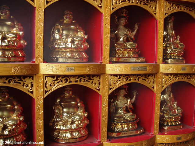 Numbered arhats in the Hall of 500 Arhats at Wenshu monastery in Chengdu, Sichuan, China