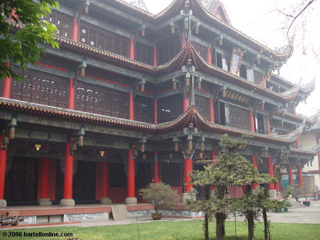 Exterior of the Hall of 500 Arhats at Wenshu monastery in Chengdu, Sichuan, China