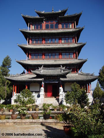 Wangu Pavilion atop Lion Hill in Lijiang, Yunnan, China