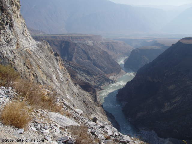View from the road between Walnut Grove and Daju through Tiger Leaping Gorge in Yunnan, China