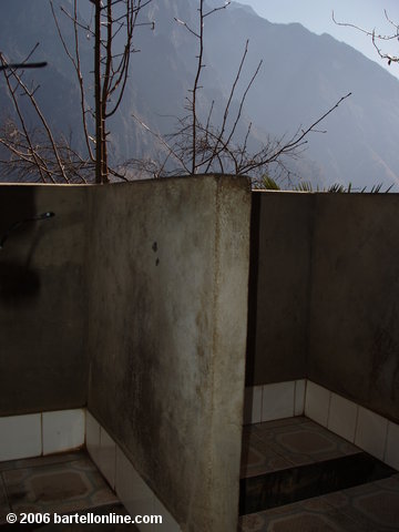 Squat toilets with a view at the Halfway Guesthouse along Tiger Leaping Gorge in Yunnan, China