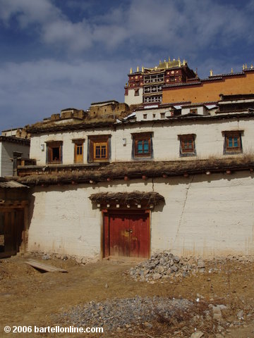 Colorful view from within the Songzanlin Monastery complex near Zhongdian ("Shangri-La"), Yunnan, China